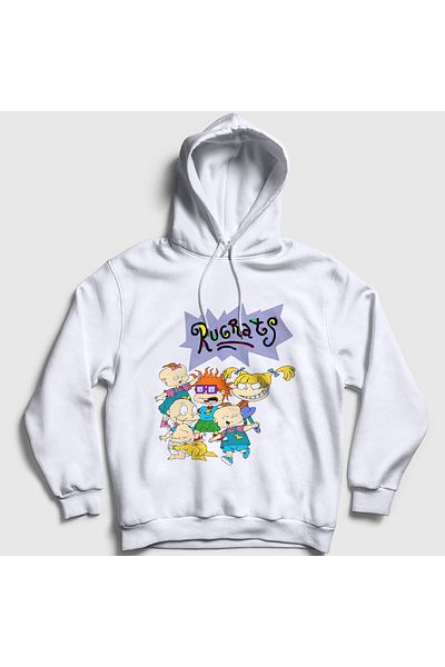 Presmono Unisex White All Rugrats Hooded Sweatshirt 557827Tt