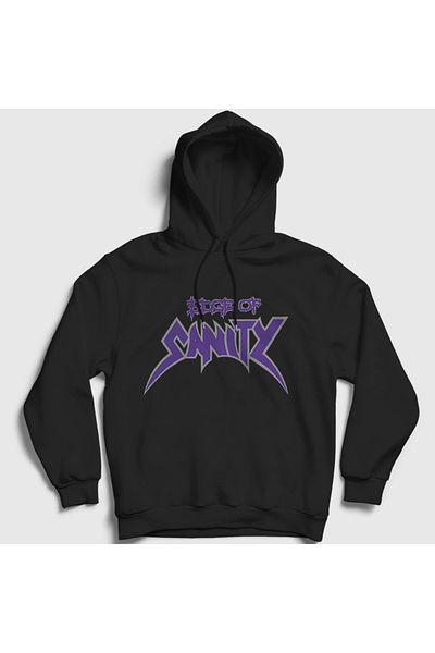 Presmono Unisex Μαύρο λογότυπο Metal Edge Of Sanity Hooded φούτερ 560523tt