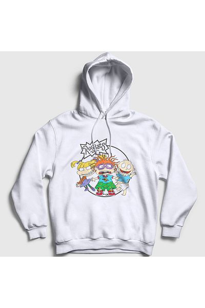 Presmono Unisex White Angelica Chuckie Tommy Rugrats Hooded Sweatshirt 557949Tt