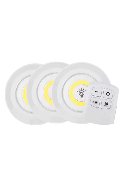 UCUZTEKNO Led Lamba 3'lü Uzaktan Kumandalı Yapışkanlı
