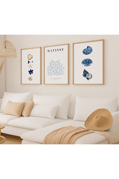 VOBA STORE 3 Piece Minimalist Matisse Mdf Frame Looking Painting Set -63