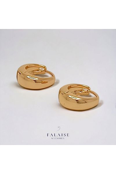 Falaise Accessories Bombed Gold Thick Hoob Earrings - Midi Size