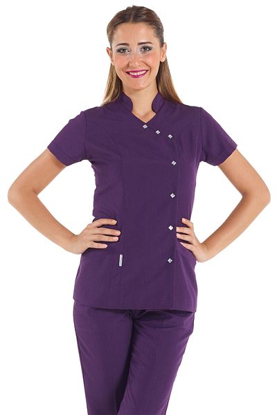 Alsancak Üniforma Luxe Flex Dark Purple Lycra Thin Stretch Fabric Doctor Uniform and Nurse Uniform Set