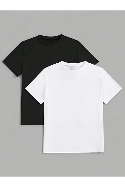 Lider Leather Pachet de 2 tricouri basic unisex – croială standard, țesătură ...