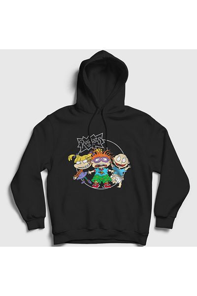 Presmono Unisex Black Angelica Chuckie Tommy Rugrats Hooded Sweatshirt 557949Tt