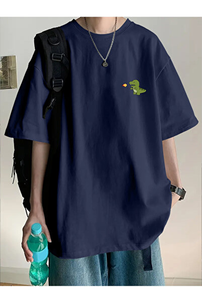 Lider Leather Μπλουζάκι με στάμπα Oversize Crew Neck, Βαμβακερό, Χτενισμένο, ...