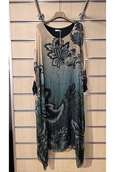 Park Moda Rochie din mătase italiană șal model frunze