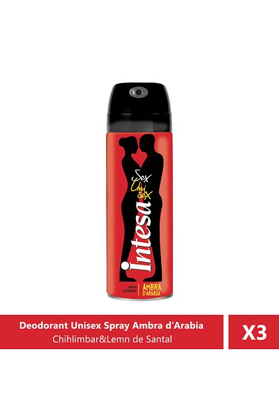 Intesa Unisex Deodorant Spray Ambra d'Arabia, 125 ml X 3 Bucăți