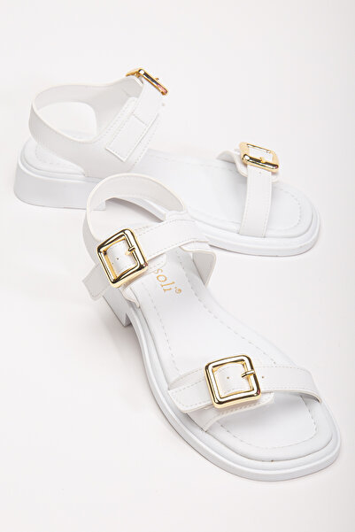 RİSSOLİ Γυναικεία Λευκά Γυναικεία Σανδάλια με Διπλή Πόρπη