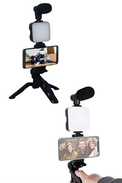 karok Video Making Kit Telefon Tutucu Vlog Video Mini Led Işıklı ucuz