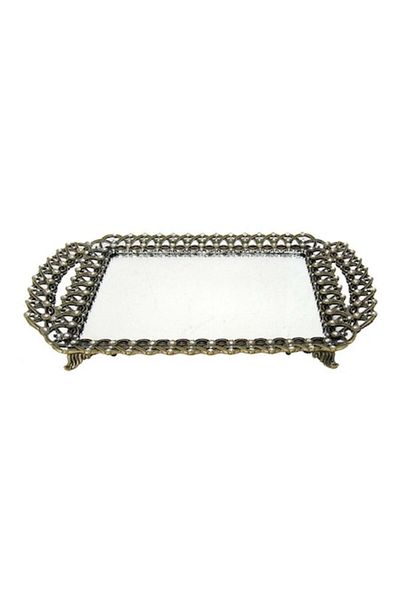 inart Tavă decorativă din metal, aspect vintage, oglindă 31X19X5