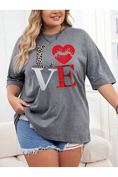 Lider Leather TRICOU DE DAMĂ MĂRIMI MARI CU INScripția LOVE