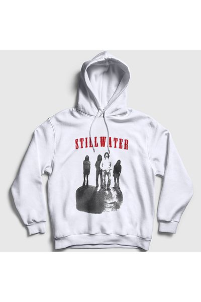 Presmono Unisex Λευκή Μπάντα Poster Stillwater Φούτερ με Κουκούλα 558047tt