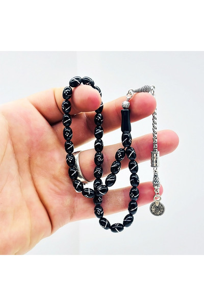 tesbihpasaji Yan Yarma ve Baklava Dilimi İşlemeli Gürcistan Taşı Tesbih