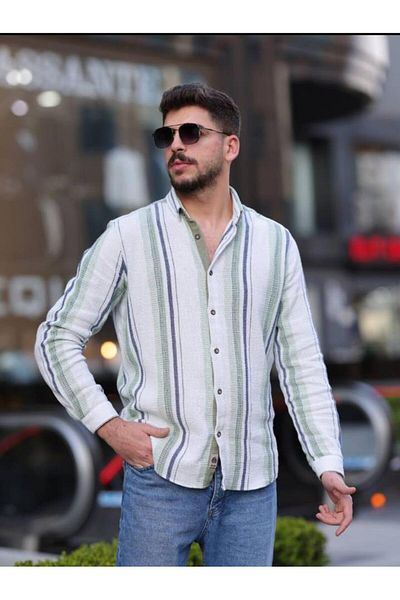 HOBİ CLUB New Season Striped Men's Shirt