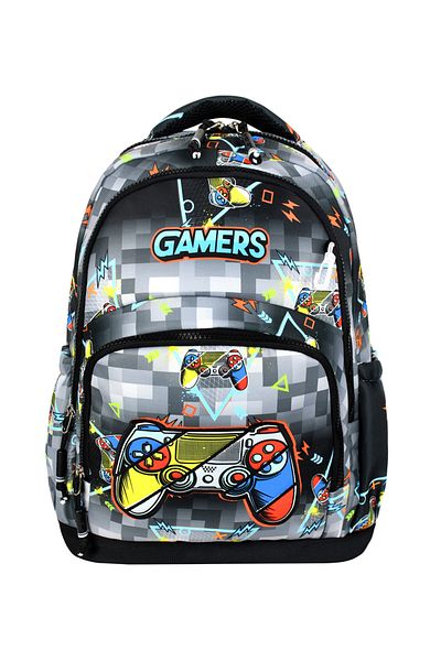 BGT BEGATİ Gamers Game Console Patterned Triple Children's Primary School Bag Special Fabric (Bag.Thermal Nutrition.Pencil Holder)