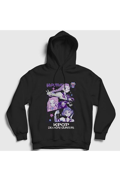 Presmono Unisex Μαύρη αφίσα K Pop Demon Hunters Φούτερ με κουκούλα 561793tt