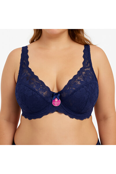 Hirazenmoda Sutien din dantelă fără susținere de mărime mare – Lenjerie elegantă cu detaliu din tul transparent și satin