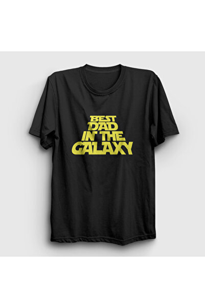 Presmono Unisex Siyah Best Dad In The Galaxy Hediye Babalar Günü T-Shirt 558211tt