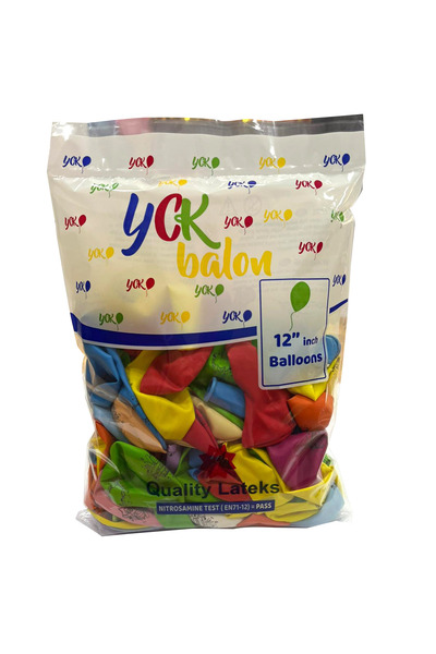 YCK BALON YCK 12" Pastel Okula Hoşgeldin 1+1 - 100 Adet- Konuşma Balonu + Bal...