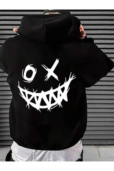 Lider Leather Hanorac imprimat cu glugă pentru bărbați