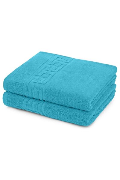 OEM Set 2 face towels, Cotton, 500g/m², 50x90cm, Turquoise