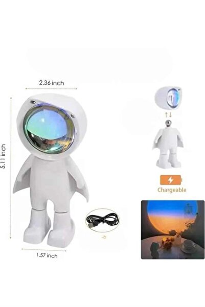 Genel Markalar Gün Batımı Lambası Işık Arka Plan Projektör Sevimli Astronot E...
