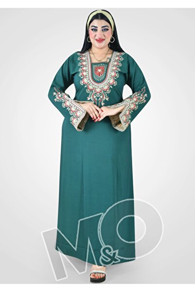 M&O 2 جلابية استقبال مطرزة ومصنوعة من قماش الكتان الخفيف والناعم يمنحك شعورًا بالراحة والانتعاش