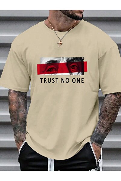 Lider Leather TRICOU BĂRBAȚI CU IMPRIMARE „TRUST NO ONE” OVERSIZE