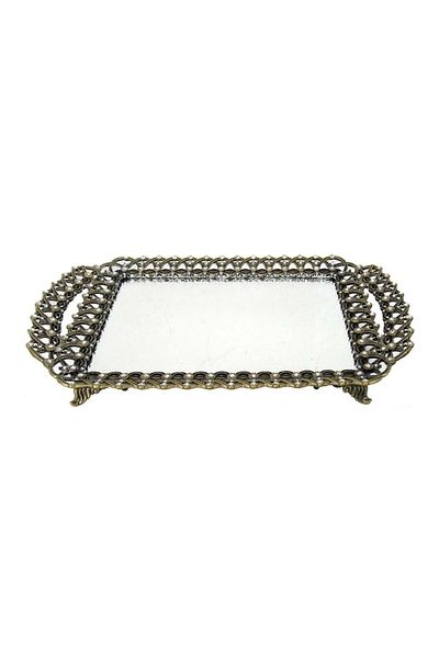 inart Tavă decorativă din metal, aspect vintage, oglindă 31X19X5