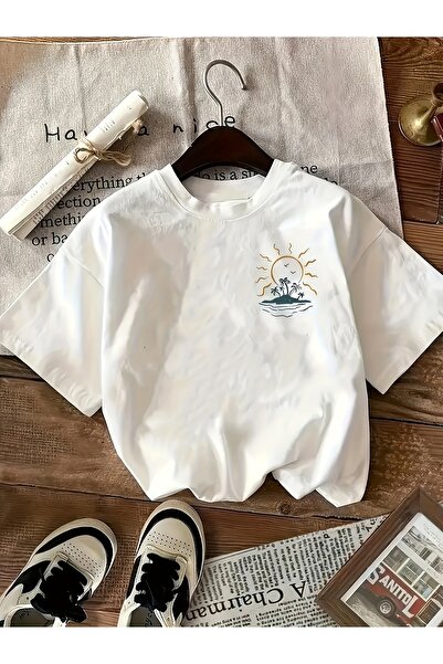 Lider Leather Tricou oversize imprimat cu guler rotund – Bumbac pieptănat cu ...