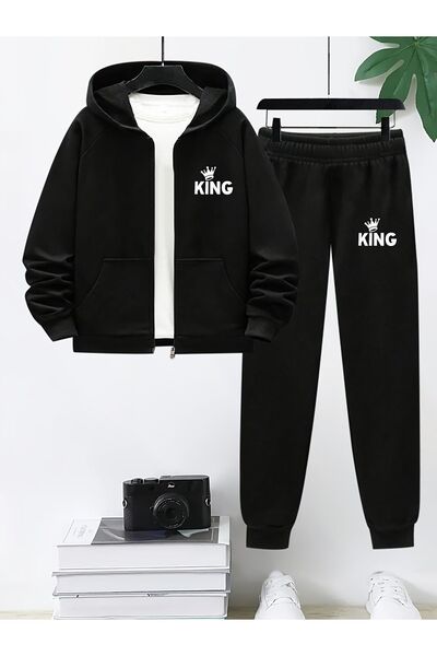 Lider Leather بدلة رياضية شتوية للأطفال بغطاء للرأس وسحاب - بدلة رياضية أنيقة...