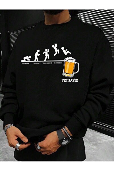 Lider Leather Hanorac unisex supradimensionat, imprimat, cu guler rotund