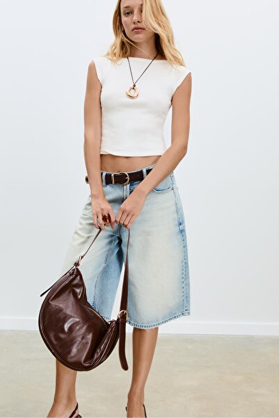 Stradivarius Faux leather moon bag