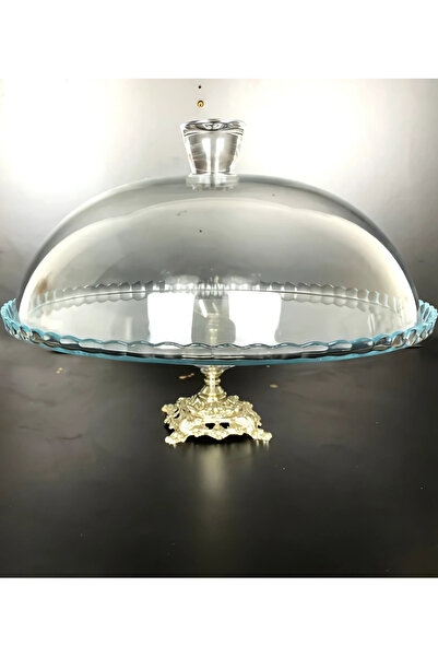 Elta Collection طبق كعك وحلويات بأرجل معدنية فضية وغطاء زجاجي |   حامل تقديم ...