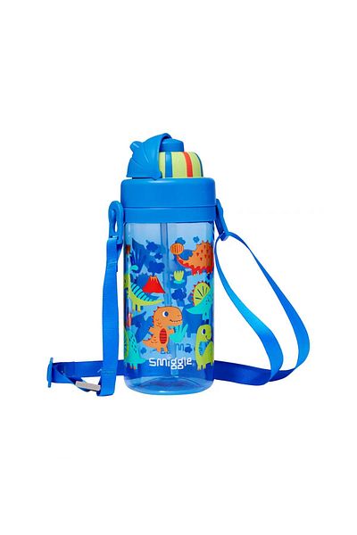 SMIGGLE - Glide Teeny Tiny Dinossi Design 400 ml Bpa Free Water Bottle with Hidden Straw