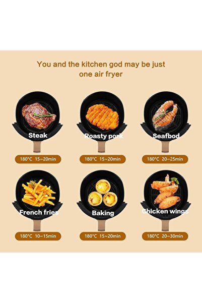 SHEWOW Digital Air Fryer, 6L Capacity, 8-in-1 Functions with Touch Display, Black and Gold