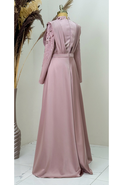 Surikka Βραδινό φόρεμα Miranda με χάντρες με ντραπέ μπροστά