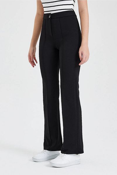 ŞIK VE MUTLU Women's Front Grass Crepe Fabric Pantalon