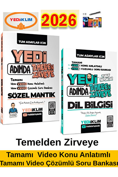 Yediiklim Yayınları Yedi Adımda Temel Sözel Mantık+Dilbilgisi Tamamı Video Çö...