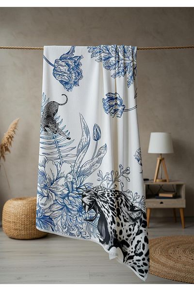 Doruklar Home Collection Modern Patterned Digital Printing Beach Sea Towel Peshtamal 80X160 cm Tkr005