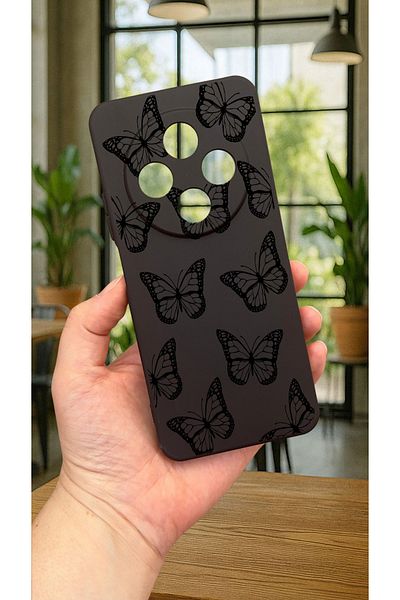 Vip Case Redmi 14C - حافظة مطاطية كلاسيكية ممتصة للصدمات من السيليكون بنمط الفراشة السوداء277