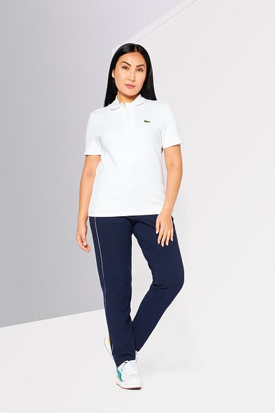 Lacoste Women Regular Fit Embroidered Logo Straight Pants, Navy Blue