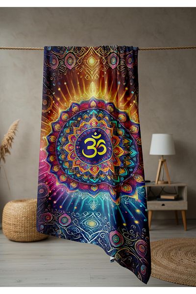 Doruklar Home Collection Modern Patterned Digital Printing Beach Sea Towel Peshtamal 80X160 cm Brs008