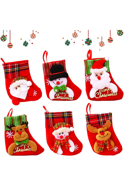 BESTZY Set de 4 șosete de Crăciun, textile, multicolore, 17 x 10 x 12,5 cm