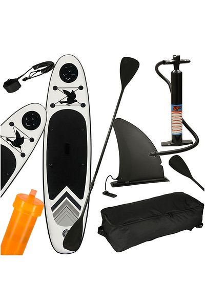 SERSIMO Placa Stand up paddle SUP gonflabila cu vasla, pompa si accesorii, 320x80x19 cm, 150 kg, gri
