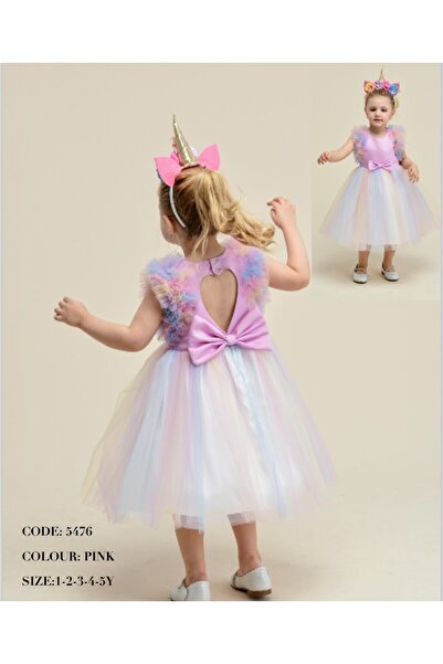 ChatonDor 1-5 Yaş Renkli Abiye Elbise