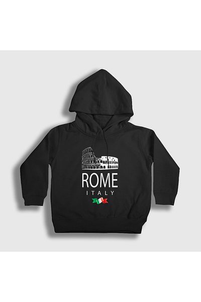 Presmono Hanorac unisex pentru copii Colosseum negru Roma Italia 560170tt