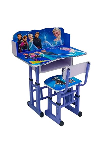 rexa طقم طاولة وكرسي دراسة تعليمي متعدد الألوان للأطفال - مع ساعة تعليمية مرفقة