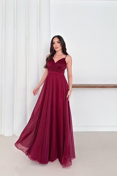Neşeli Butik rochie de seară din tul cu bretele reglabile pentru femei RYS9276